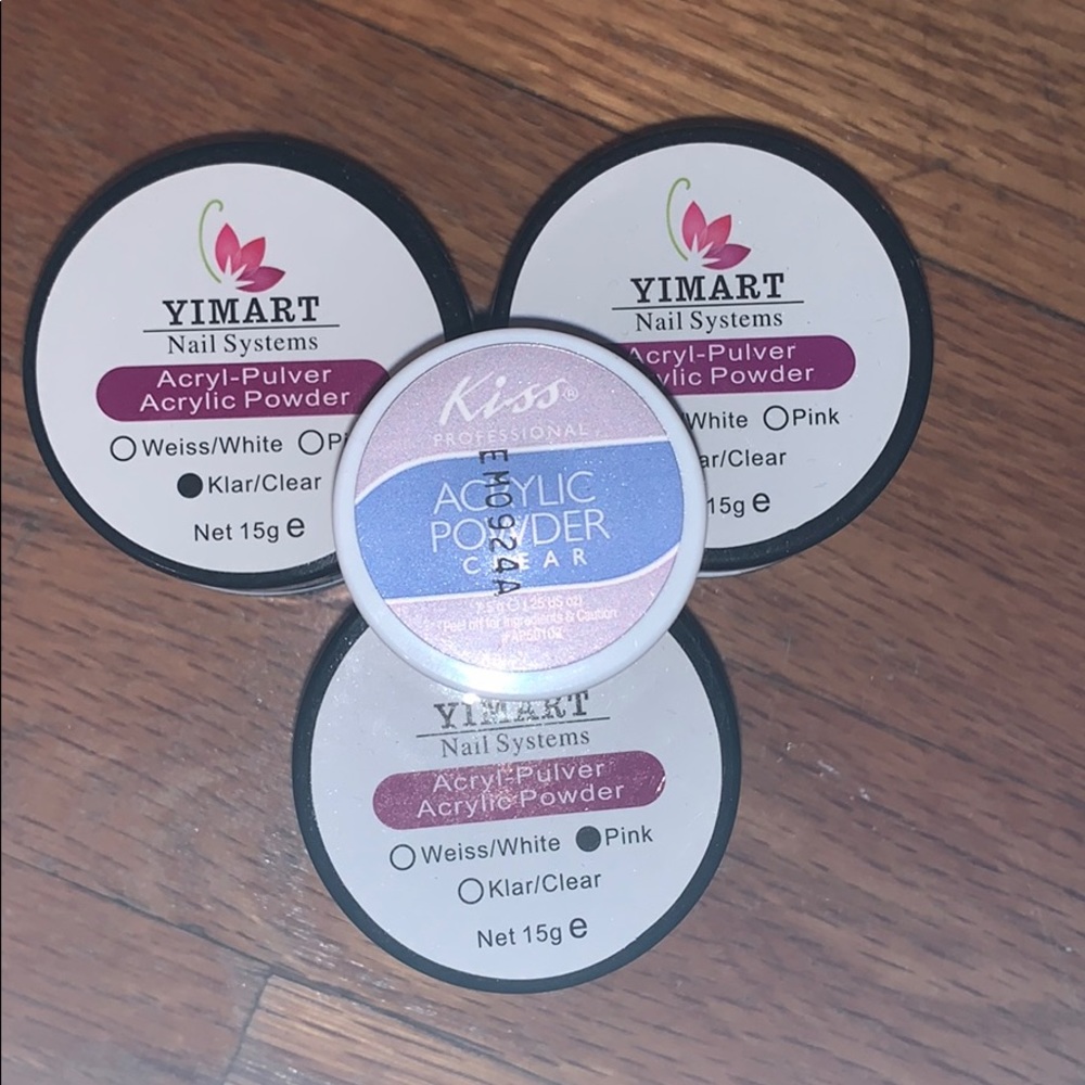 Acrylic powder colors - clear, white, pink